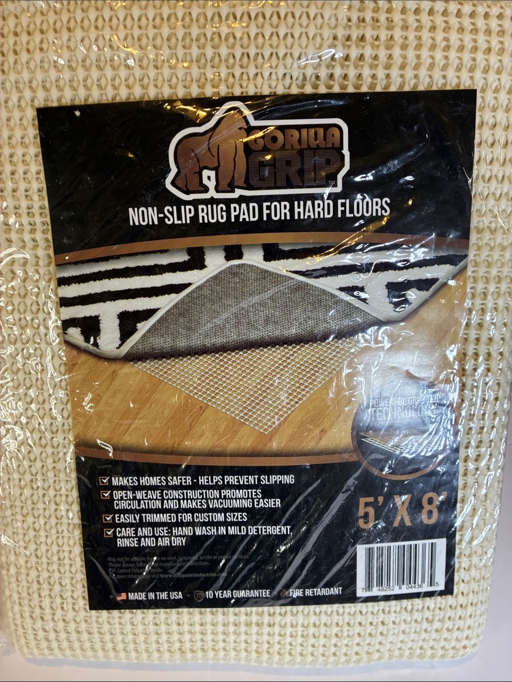 Gorilla Grip Non-Slip Rug Pad for Hard Floors - Cream (5' x 8')